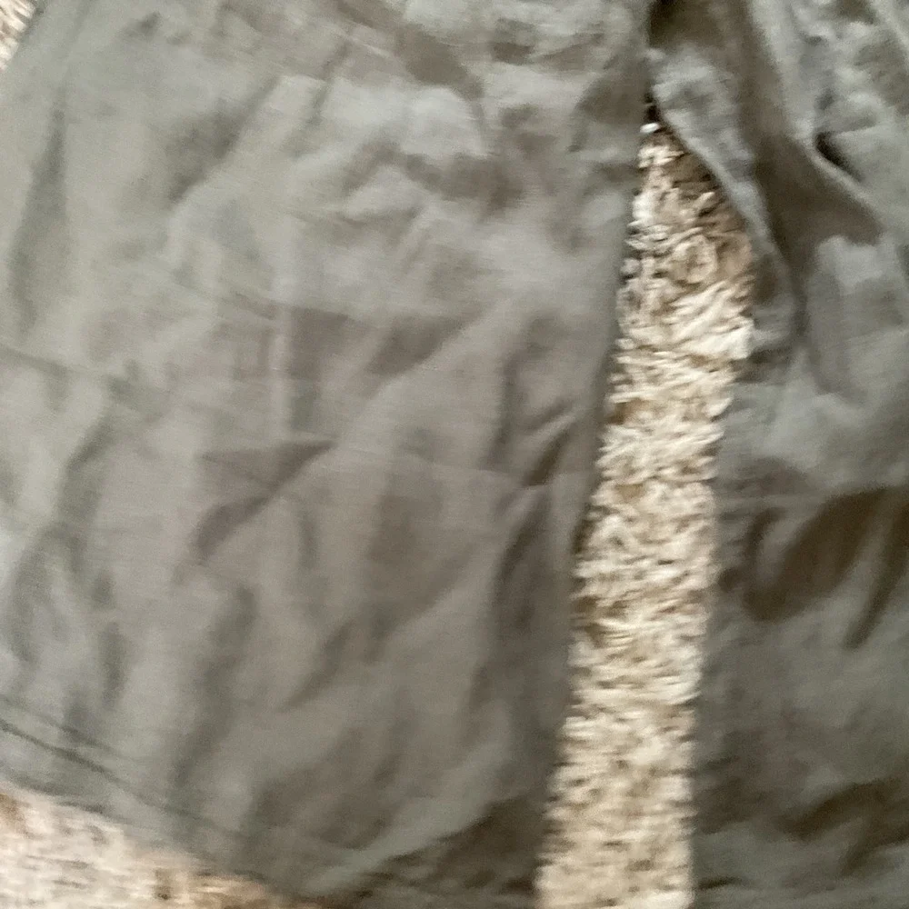 Cloth & Stone Linen Wide Leg Pants Olive Green Cropped Paperbag Waist